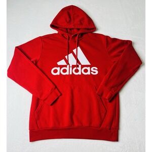 Adidas Men's Activewear Essentials Fleece Big Logo Red Long Sleeve Hoodie Size S